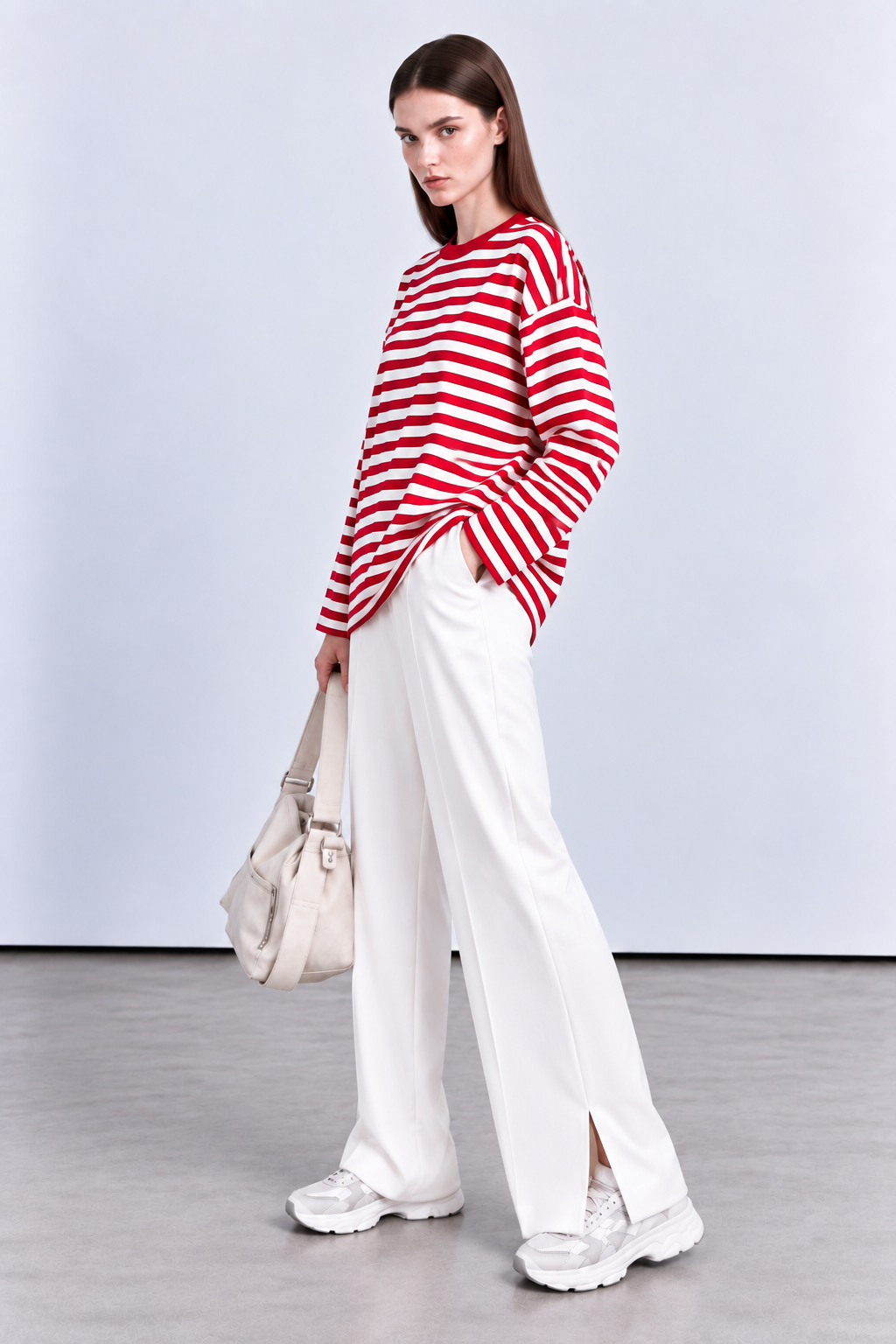 Çizgili oversize sweatshirt tunik