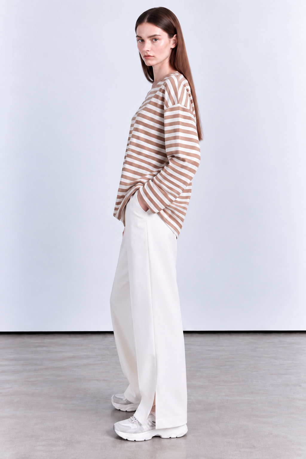 çizgili oversize sweatshirt tunik