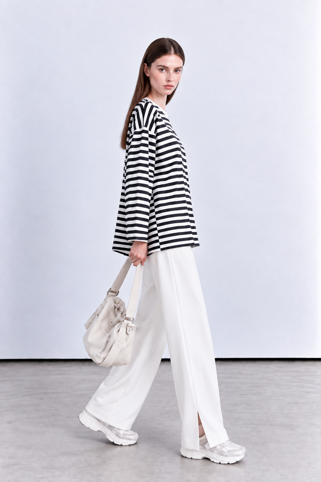 çizgili oversize sweatshirt tunik