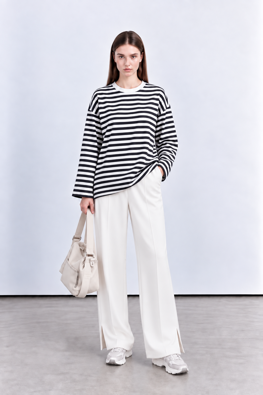 çizgili oversize sweatshirt tunik