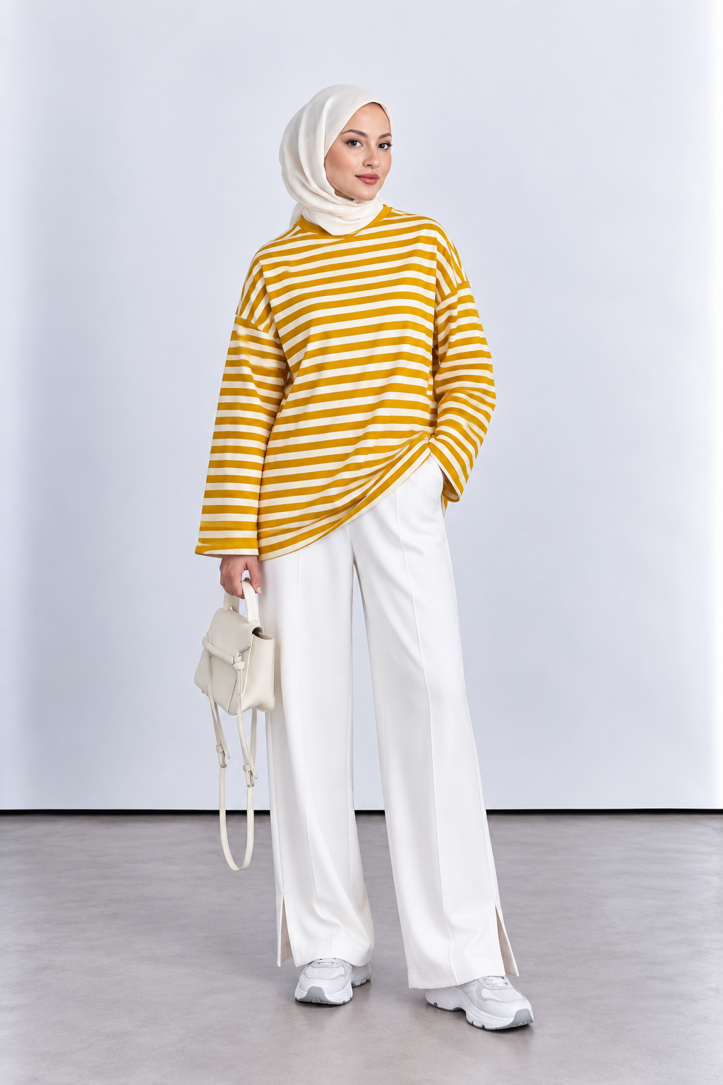 Çizgili oversize sweatshirt tunik