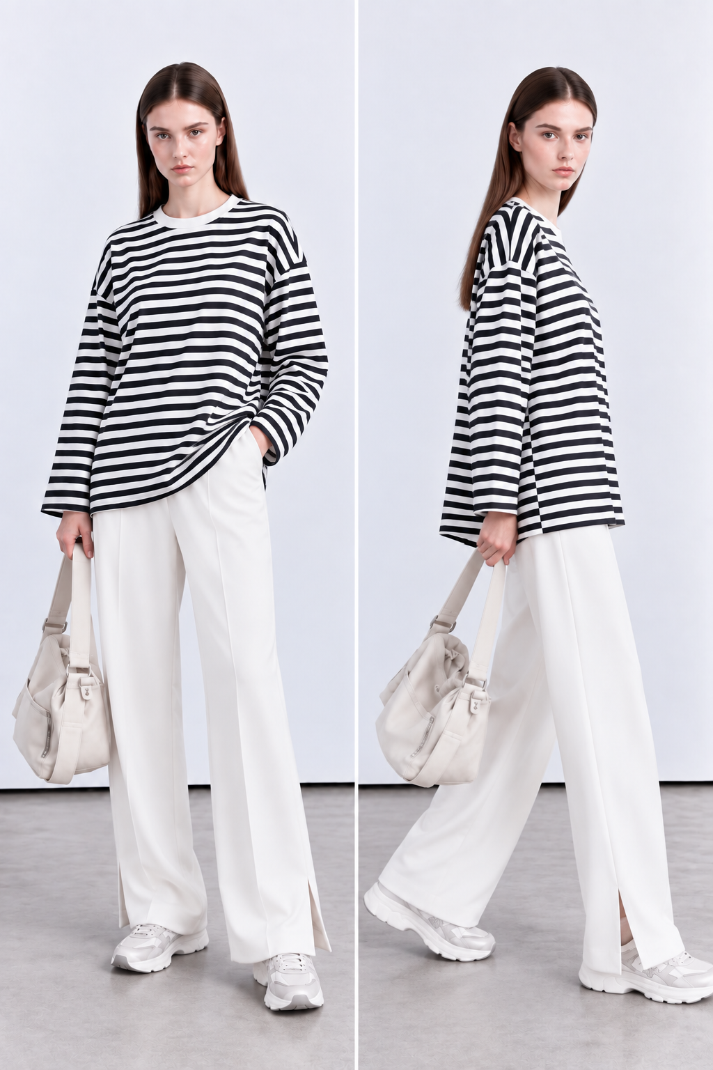 çizgili oversize sweatshirt tunik