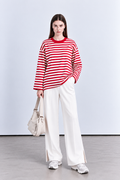 Çizgili oversize sweatshirt tunik