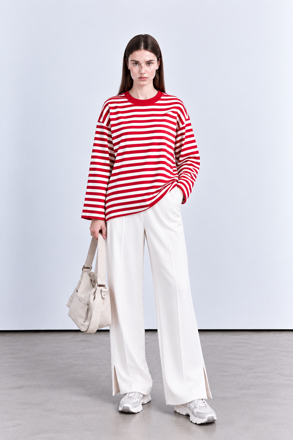 Çizgili oversize sweatshirt tunik