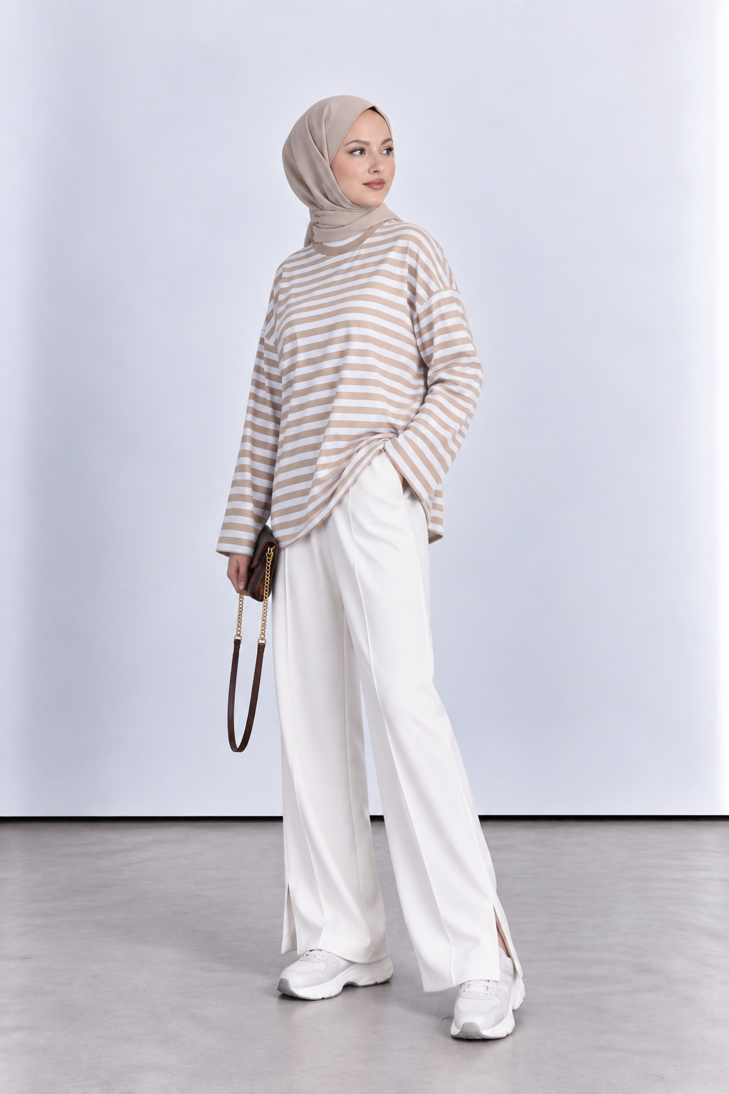 çizgili oversize sweatshirt tunik