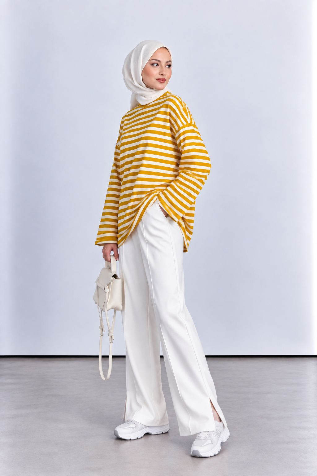 Çizgili oversize sweatshirt tunik