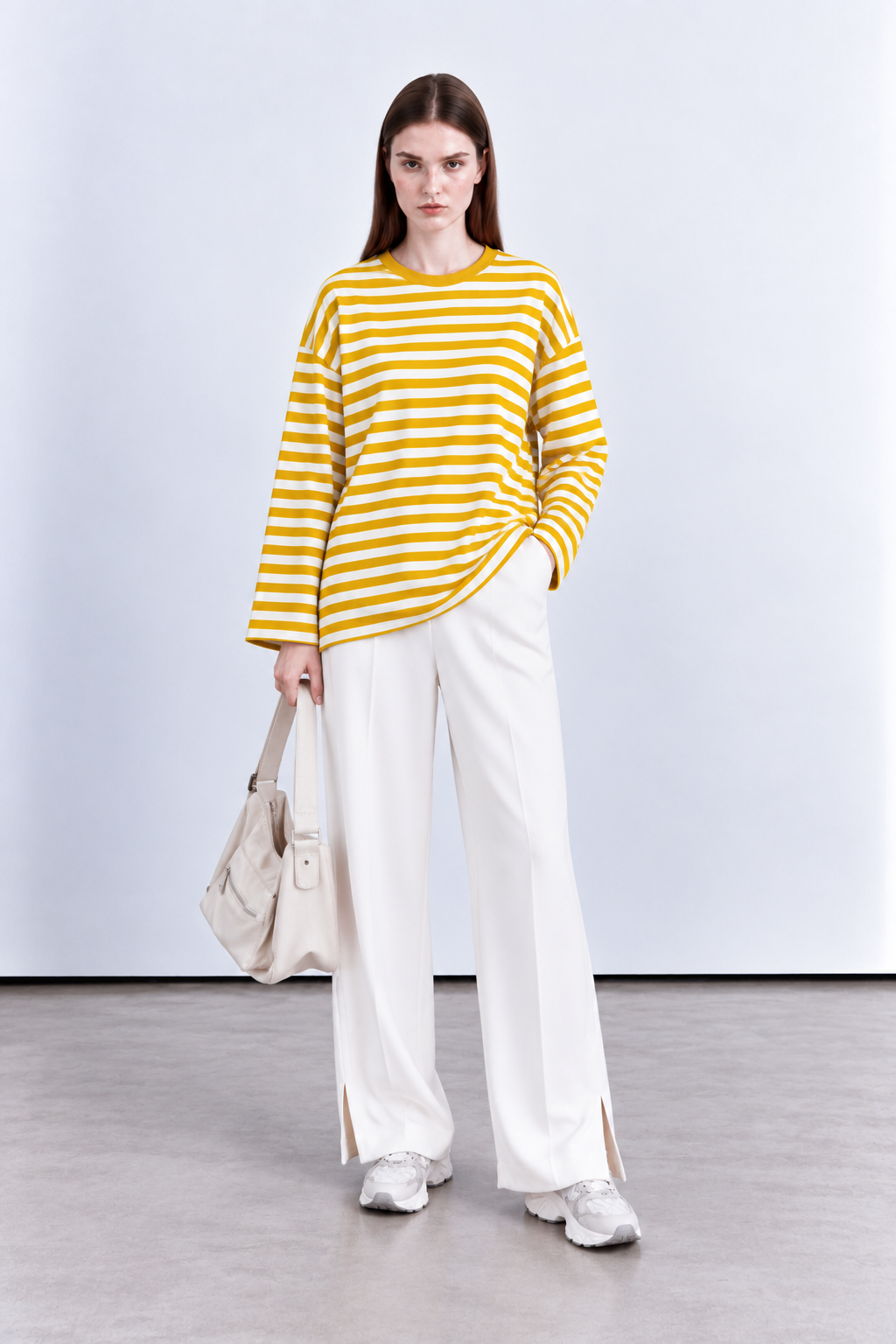 Çizgili oversize sweatshirt tunik