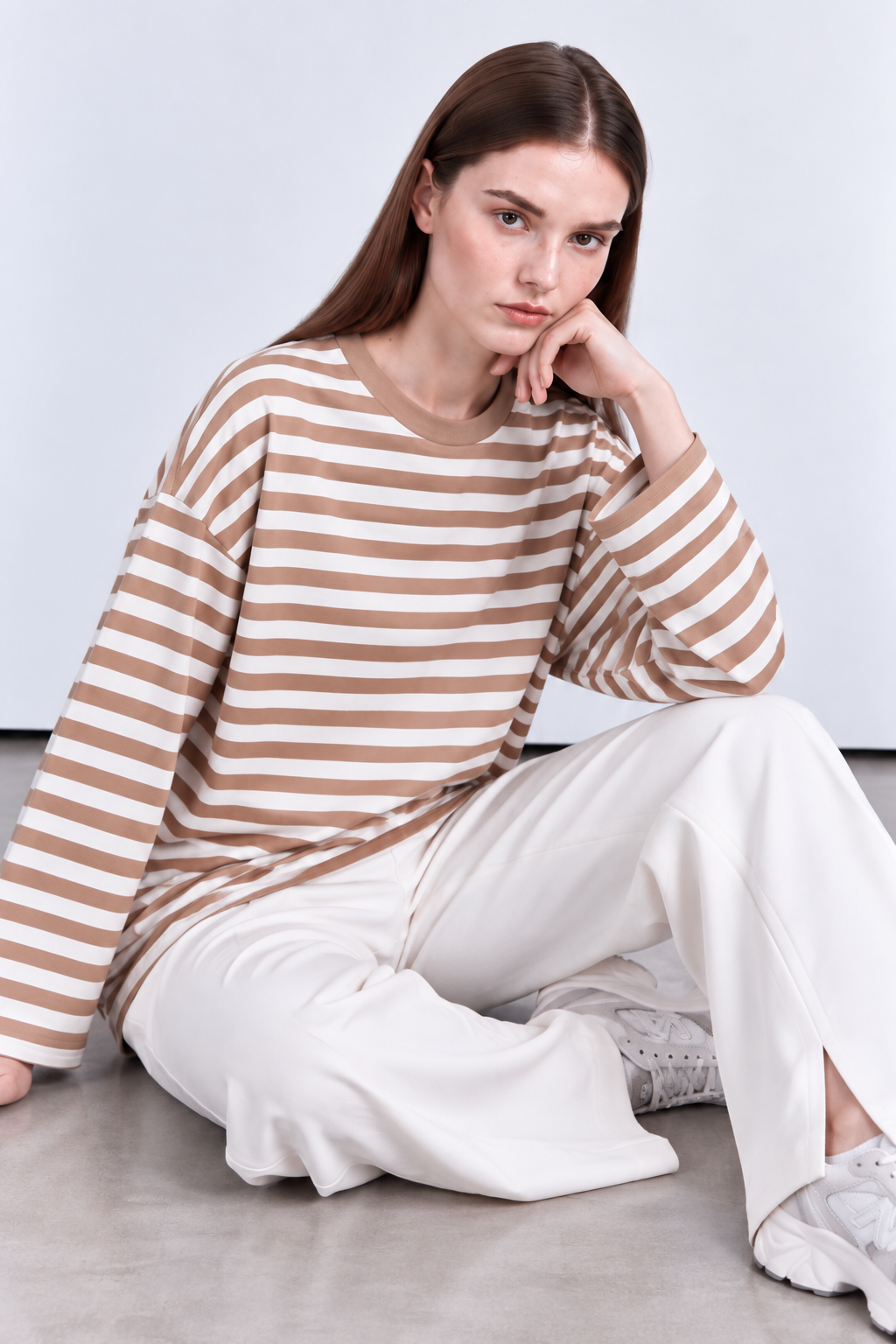 çizgili oversize sweatshirt tunik