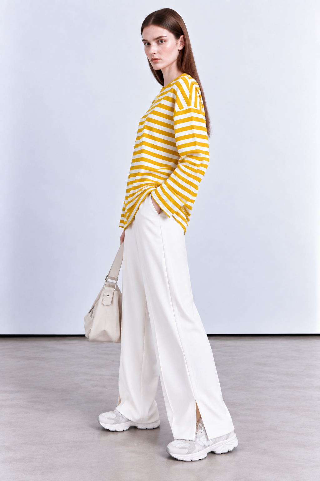 Çizgili oversize sweatshirt tunik