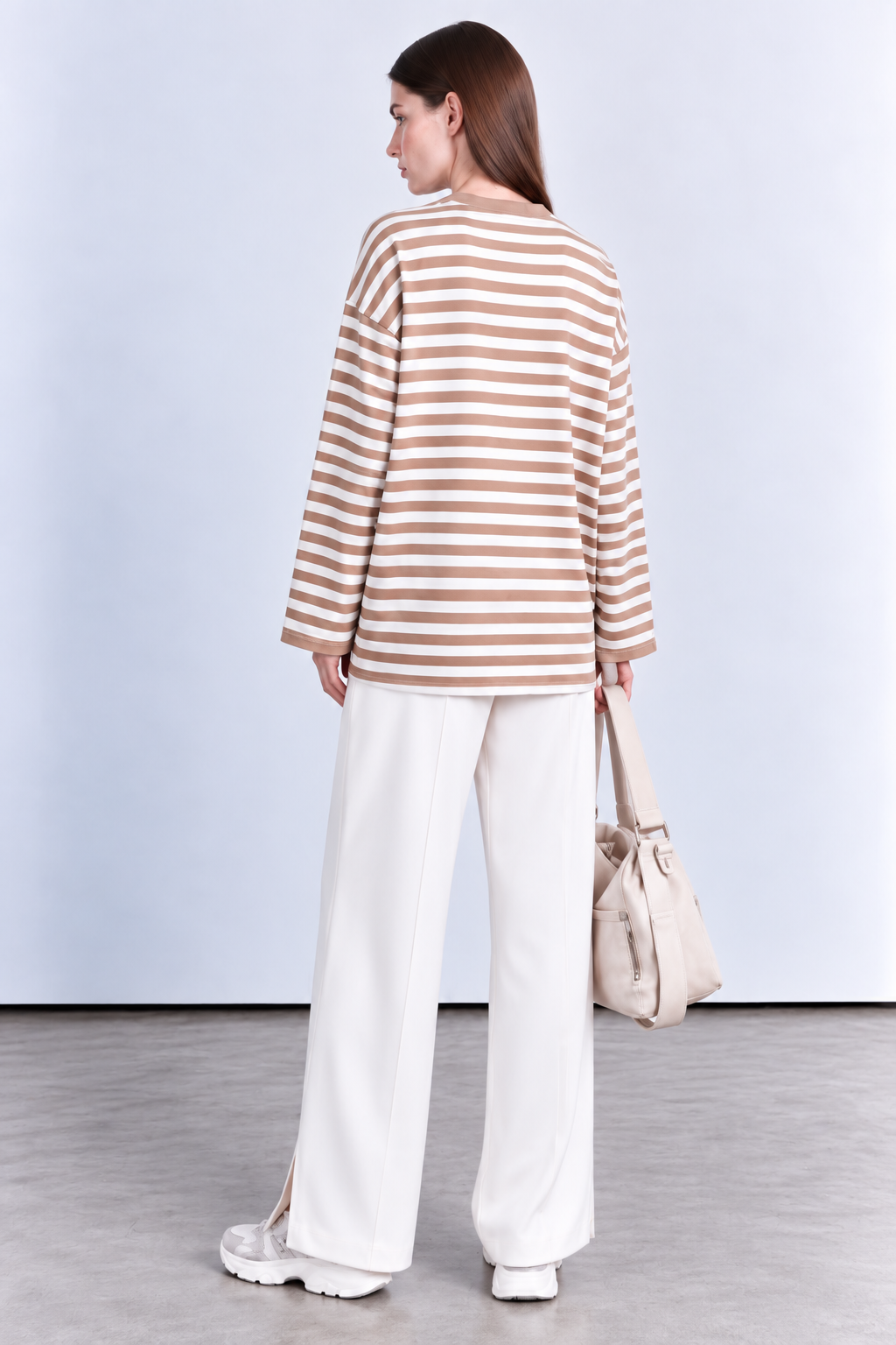 çizgili oversize sweatshirt tunik