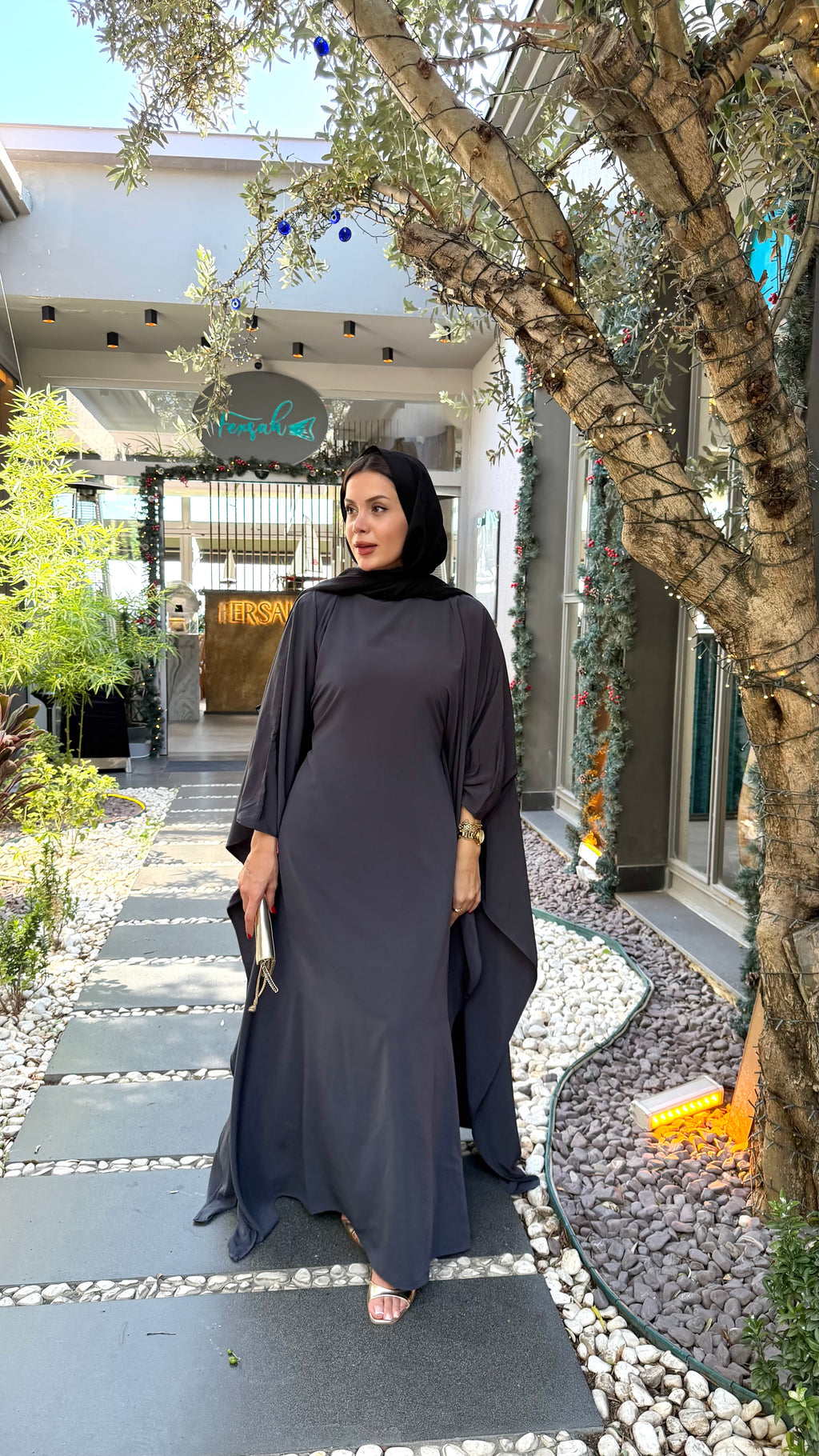 medine ipeği gri elbise