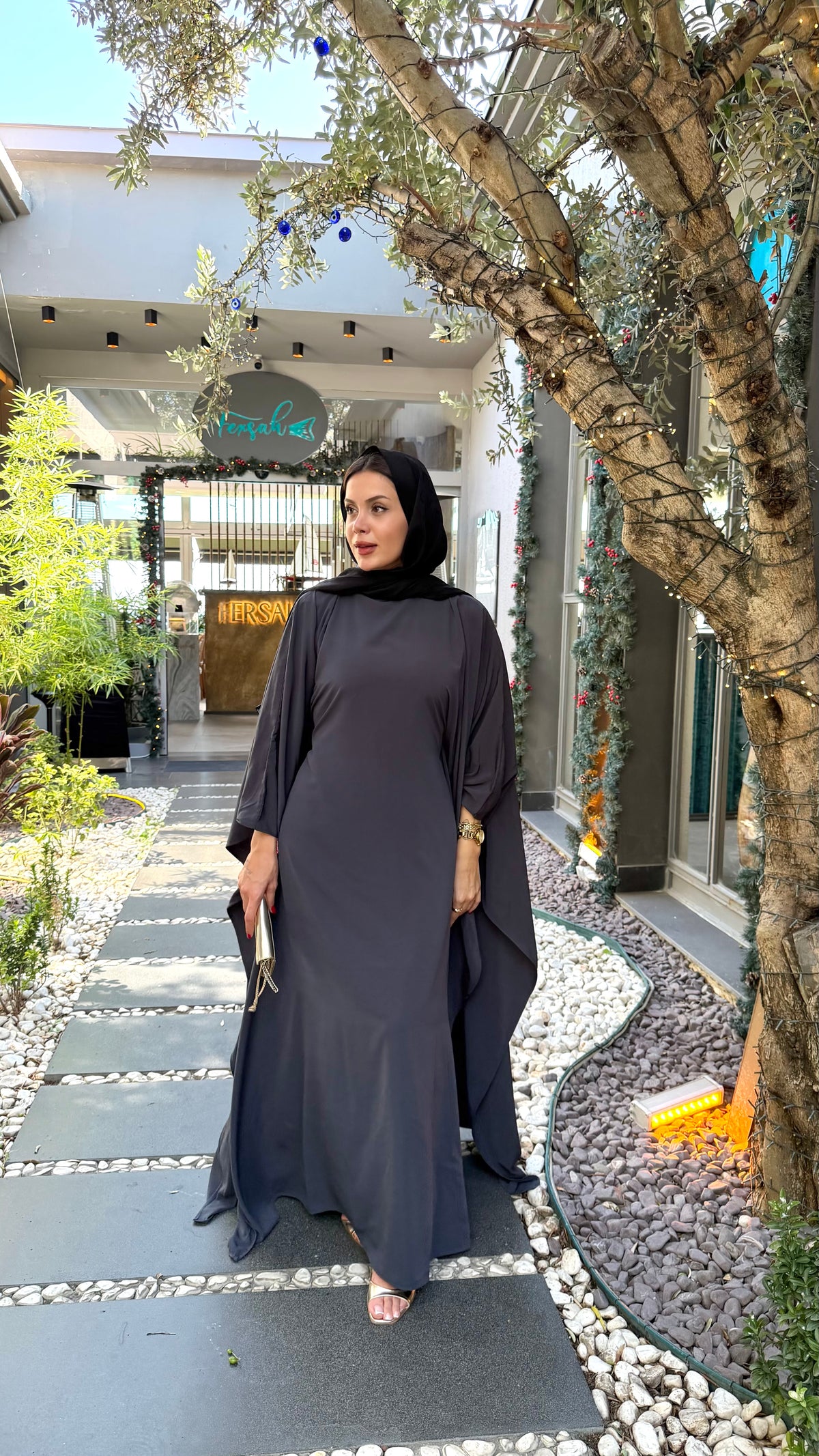 medine ipeği gri elbise