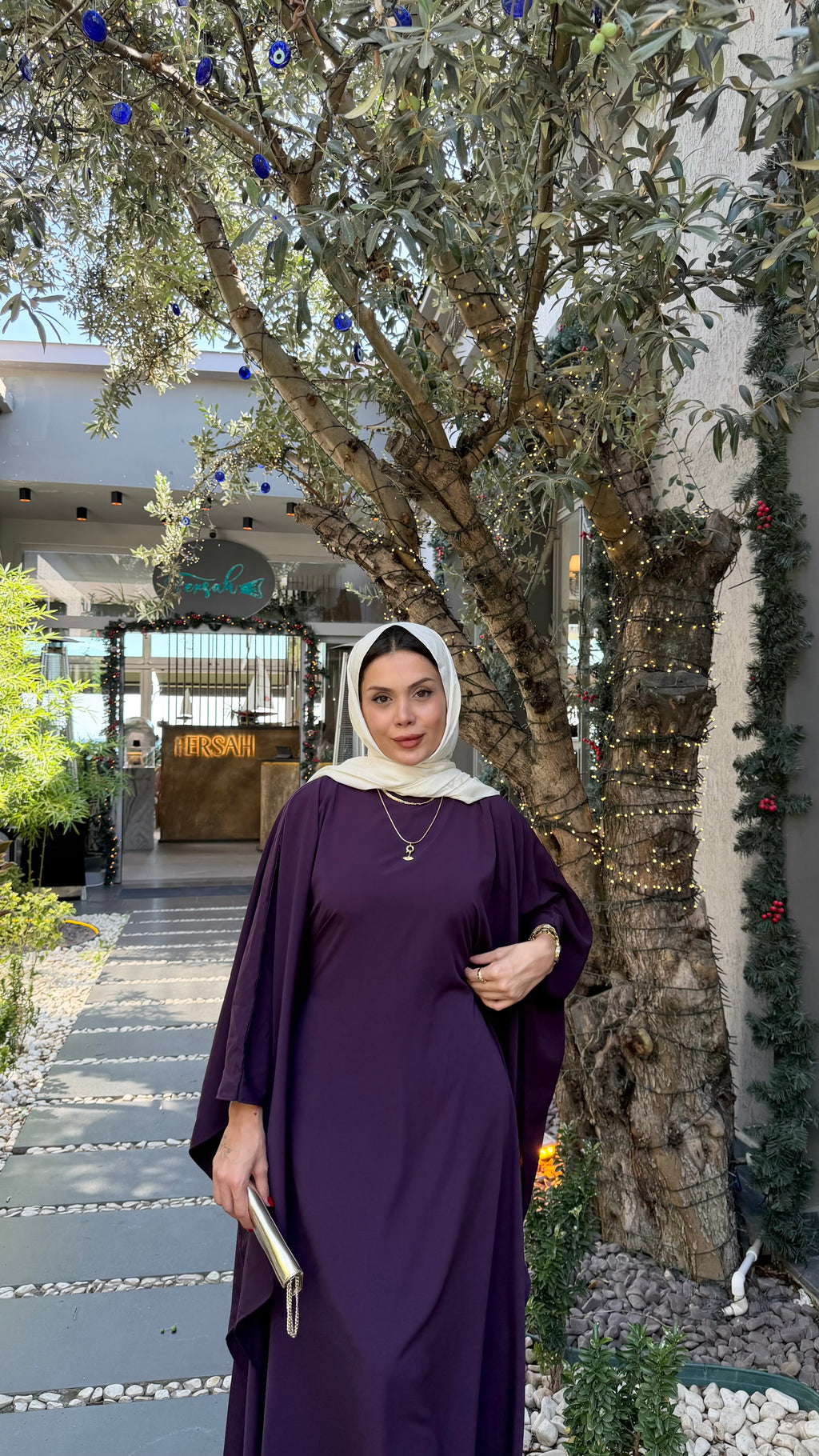 medine ipeği mürdüm elbise