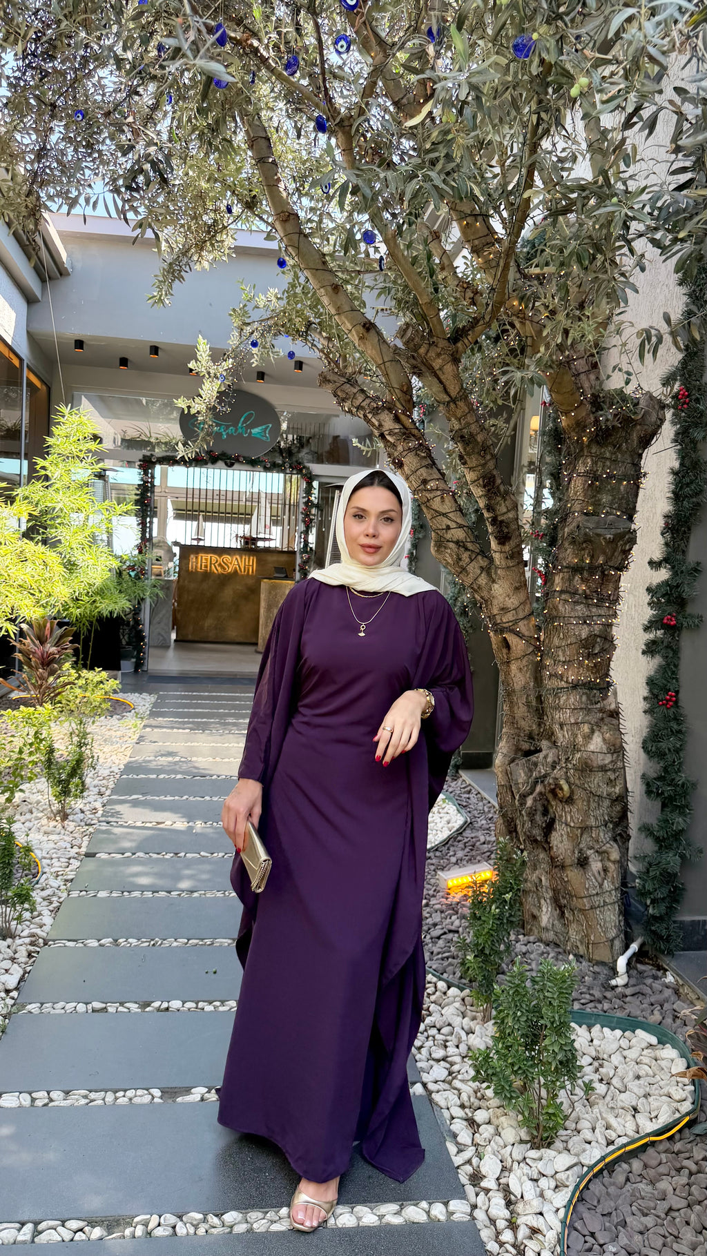 medine ipeği mürdüm elbise