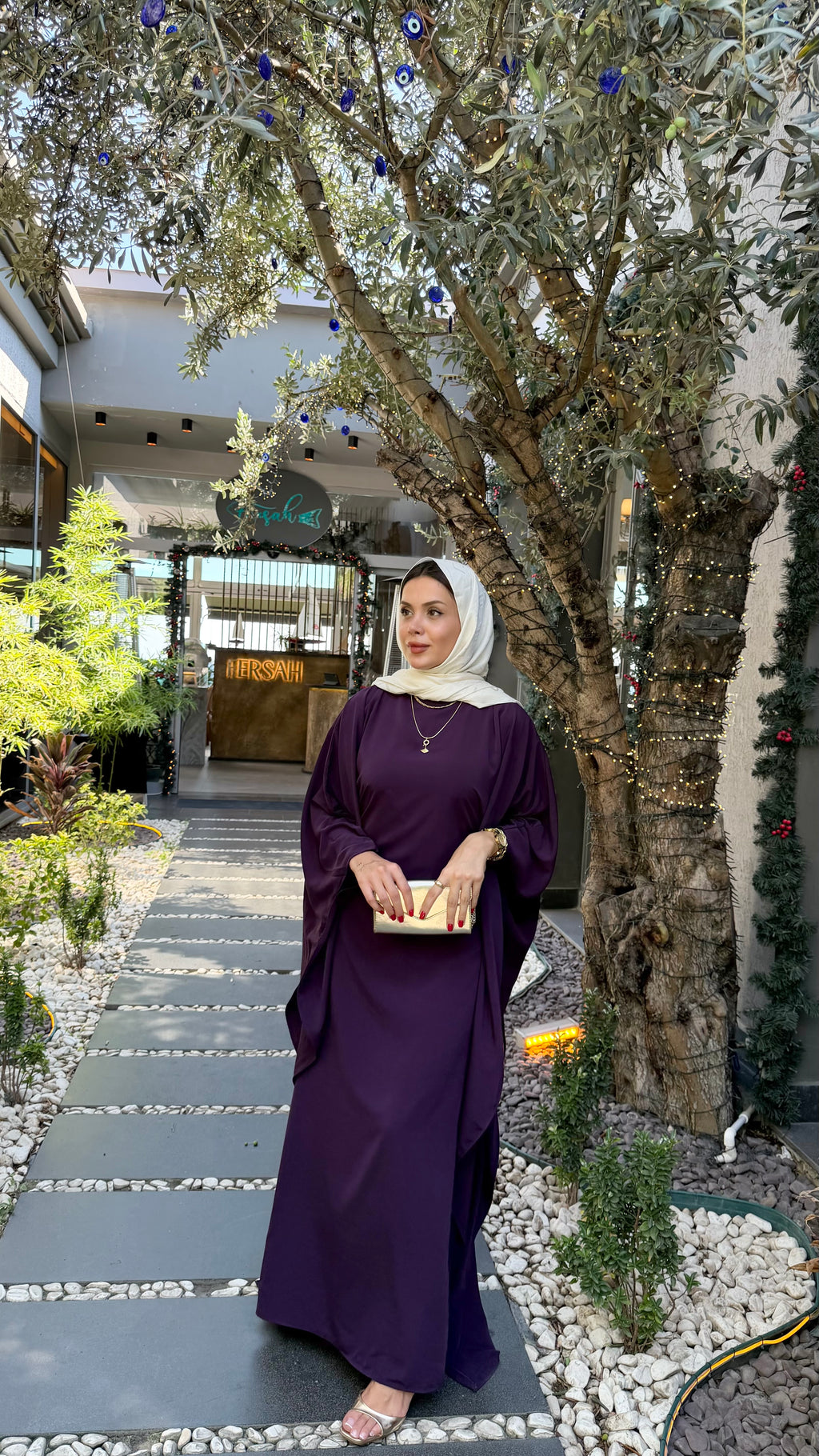 medine ipeği mürdüm elbise