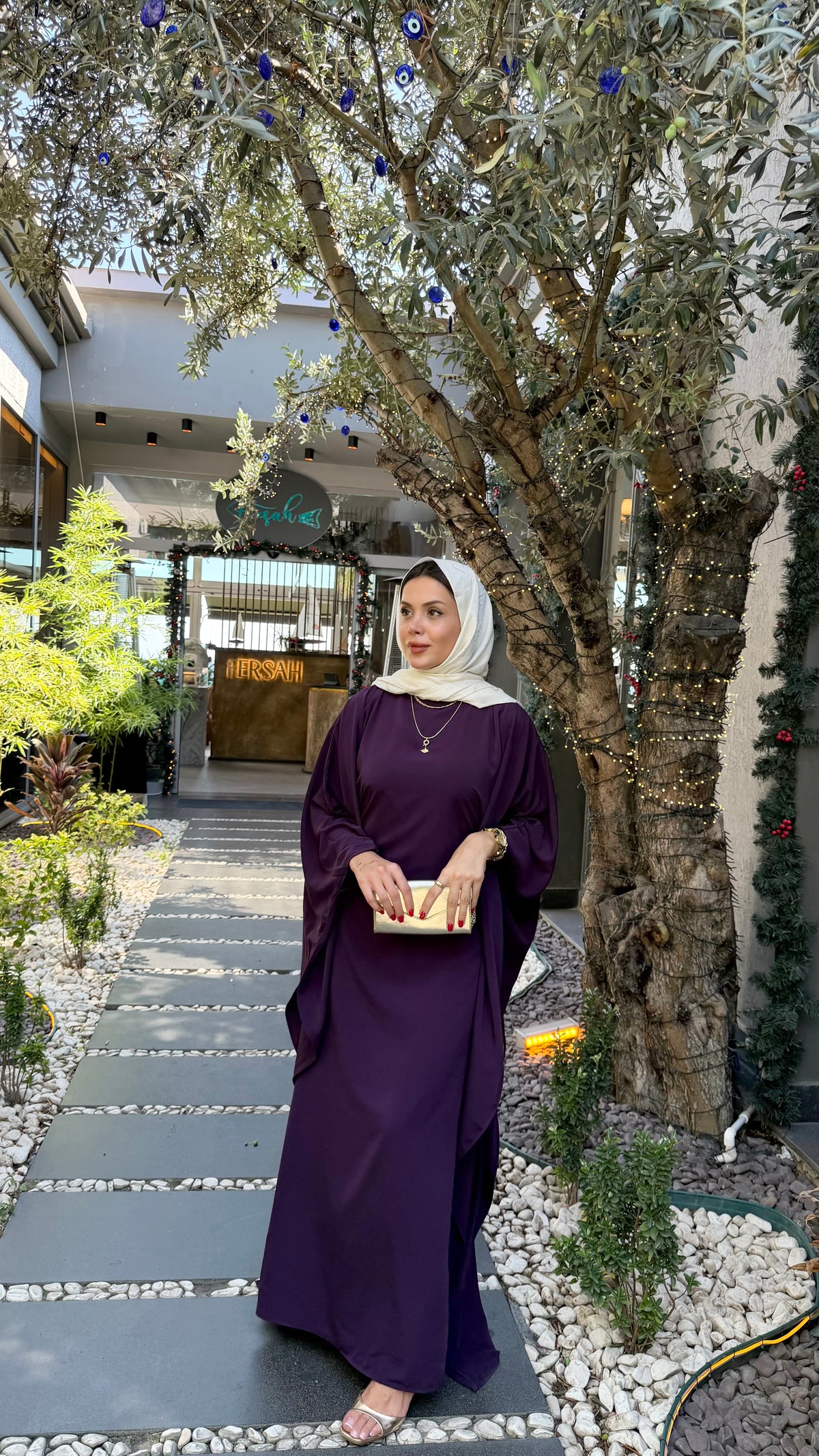 medine ipeği mürdüm elbise