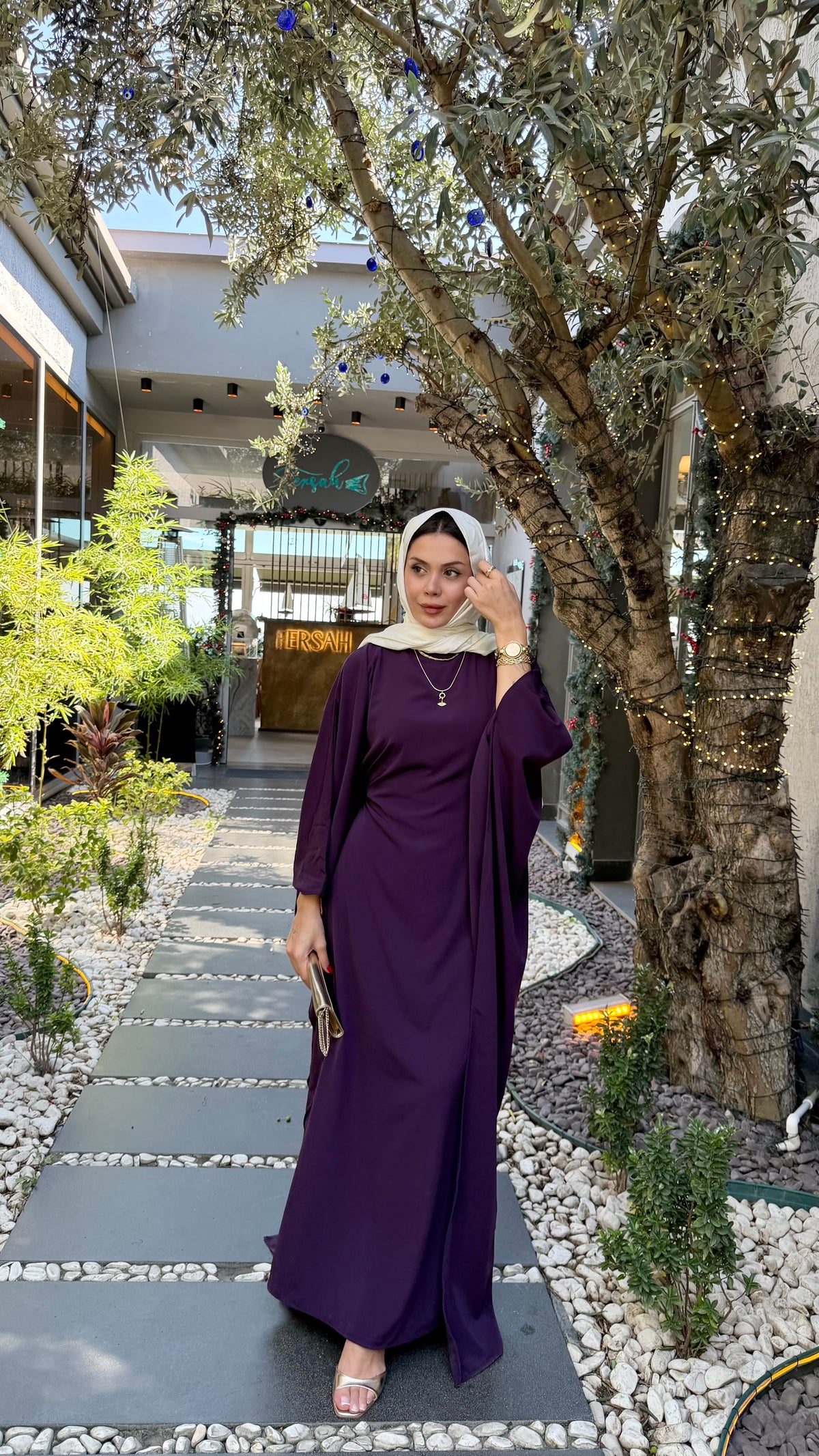 medine ipeği mürdüm elbise