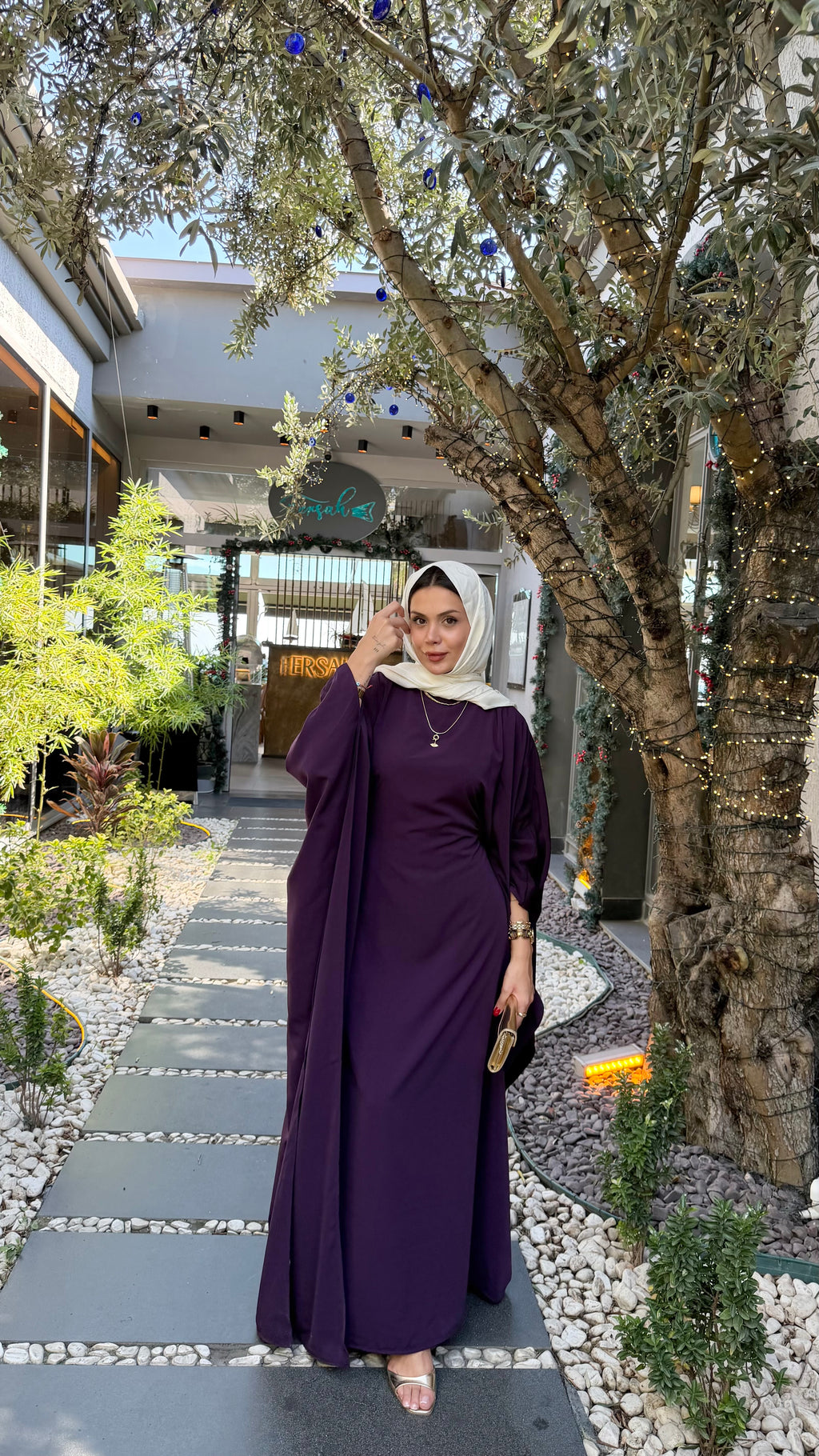 medine ipeği mürdüm elbise