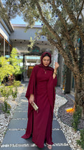 medine ipeği bordo elbise