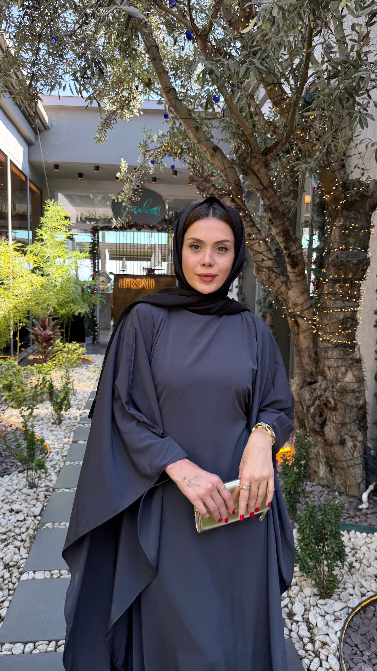 medine ipeği gri elbise