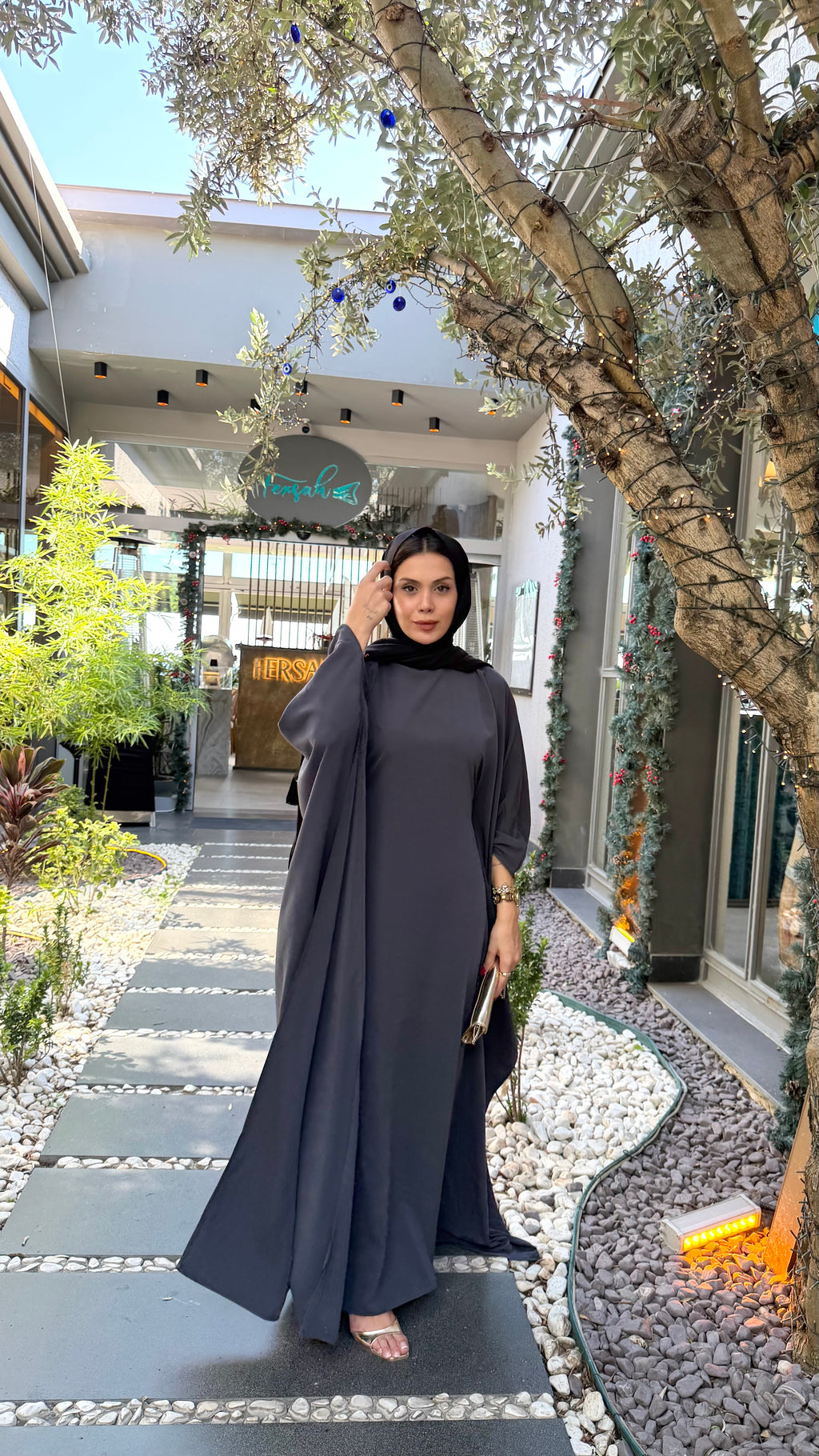 medine ipeği gri elbise